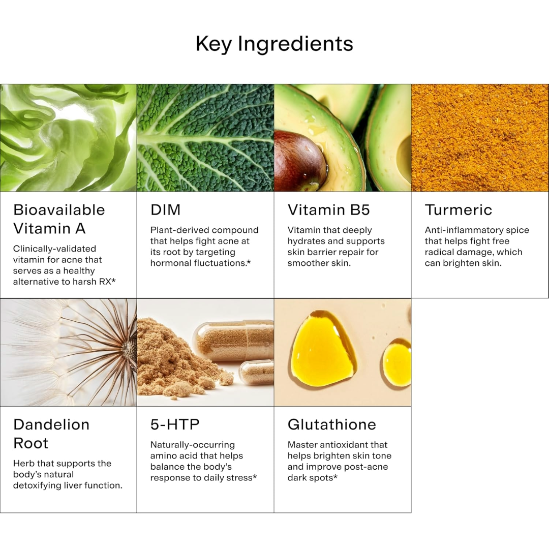 MineraNatural Glow & Go™ – Dietary Supplement for Calming Breakouts and Reducing Acne (90 Capsules)